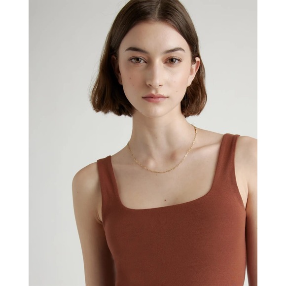 QUINCE Brown Tencel Jersey Side Tie Dress NWT Size XS - Picture 5 of 11